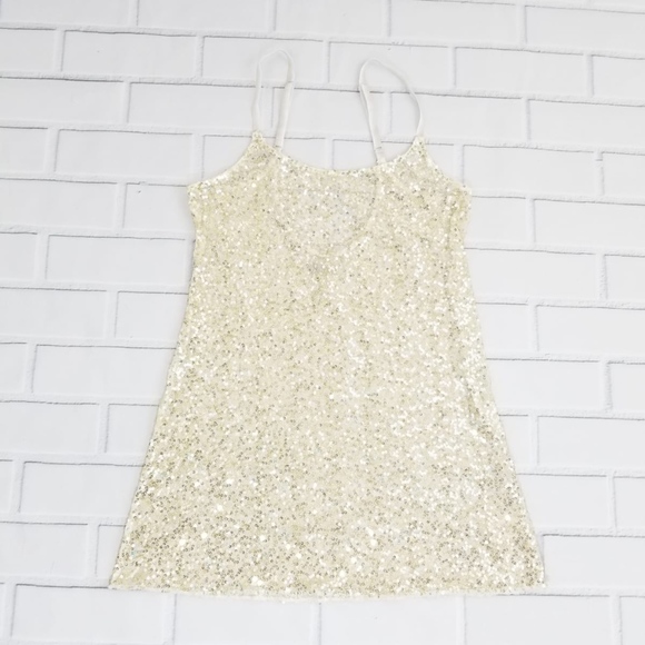 FREE PEOPLE Gold Sequin Mesh Slip Dress - Picture 3 of 7